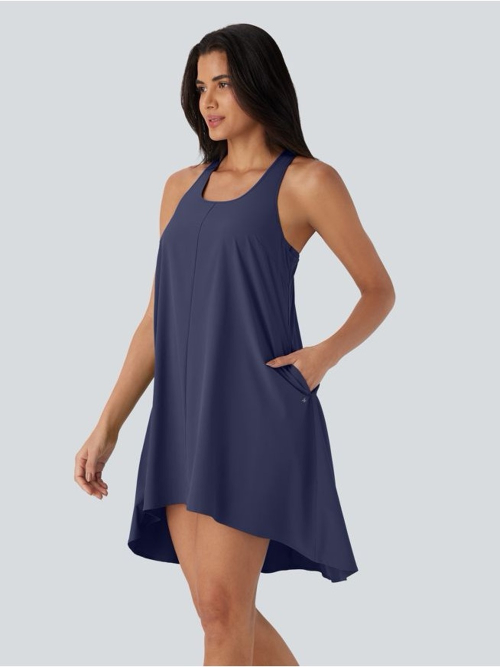 Halara - Breezeful™ RacerPocket High Low Flowy Mini Quick Dry Casual Dress Sz XS